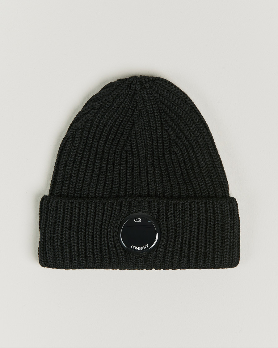 Men | C.P. Company Knitted Merino Lens Beanie Black | C.P. Company | Knitted Merino Lens Beanie Black