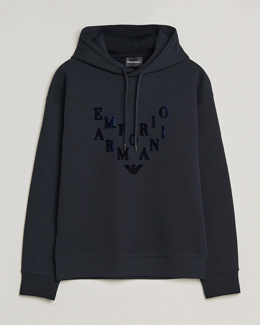 Men | Sweaters & Knitwear | Emporio Armani | Printed Hoodie Navy