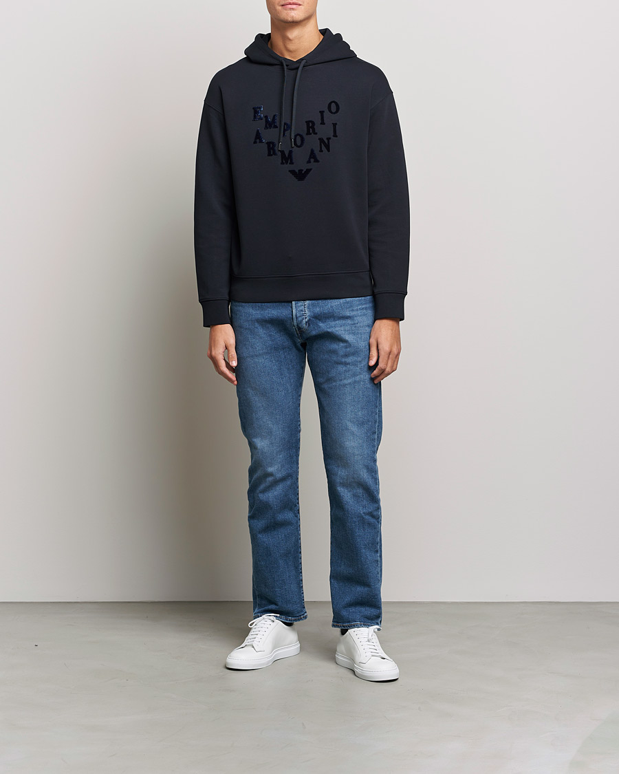 Men | Sweaters & Knitwear | Emporio Armani | Printed Hoodie Navy