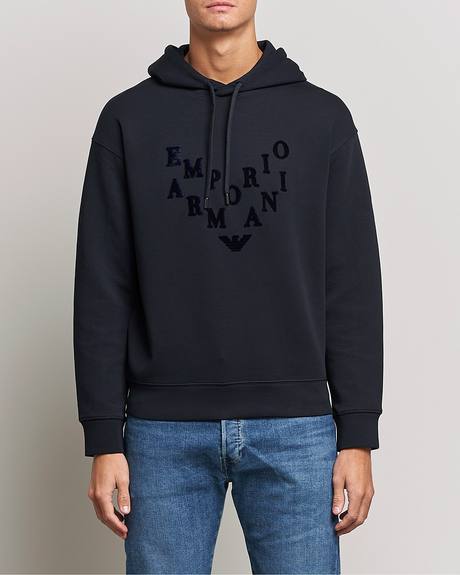 Men | Sweaters & Knitwear | Emporio Armani | Printed Hoodie Navy