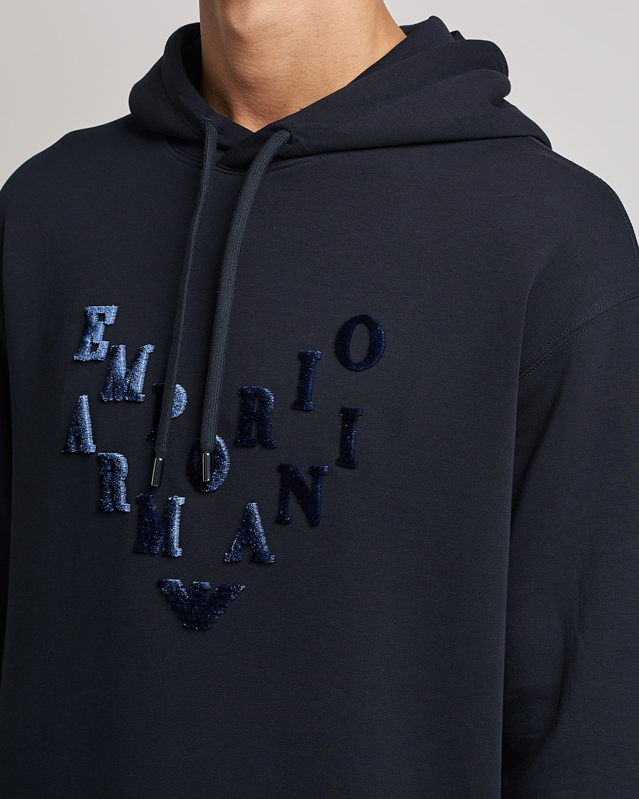Men | Sweaters & Knitwear | Emporio Armani | Printed Hoodie Navy