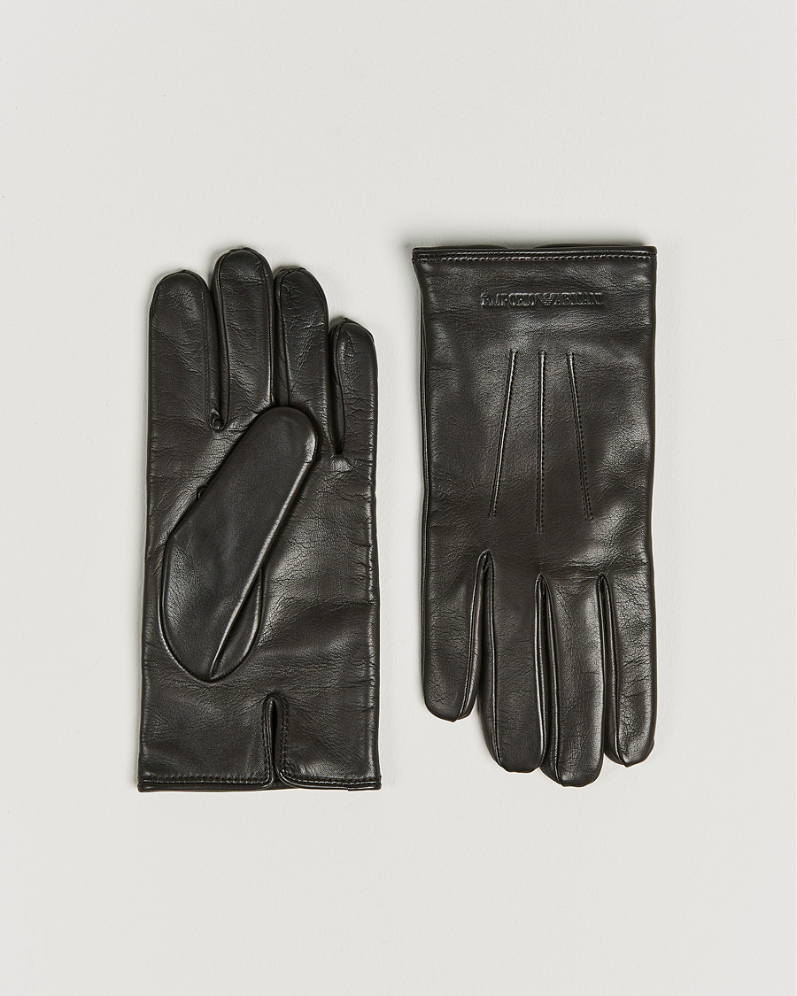Men | Emporio Armani Leather Gloves Dark Brown | Emporio Armani | Leather Gloves Dark Brown