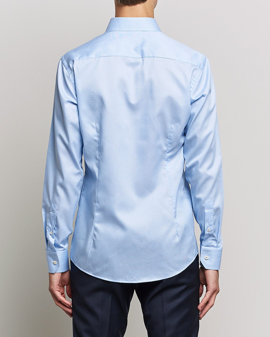 Men | Shirts | Eton | Striped Fine Twill Slim Shirt Mid Blue