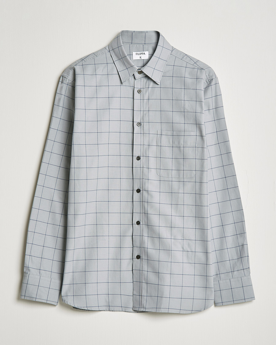 Men | Shirts | Filippa K | Rob Checked Shirt Light Grey