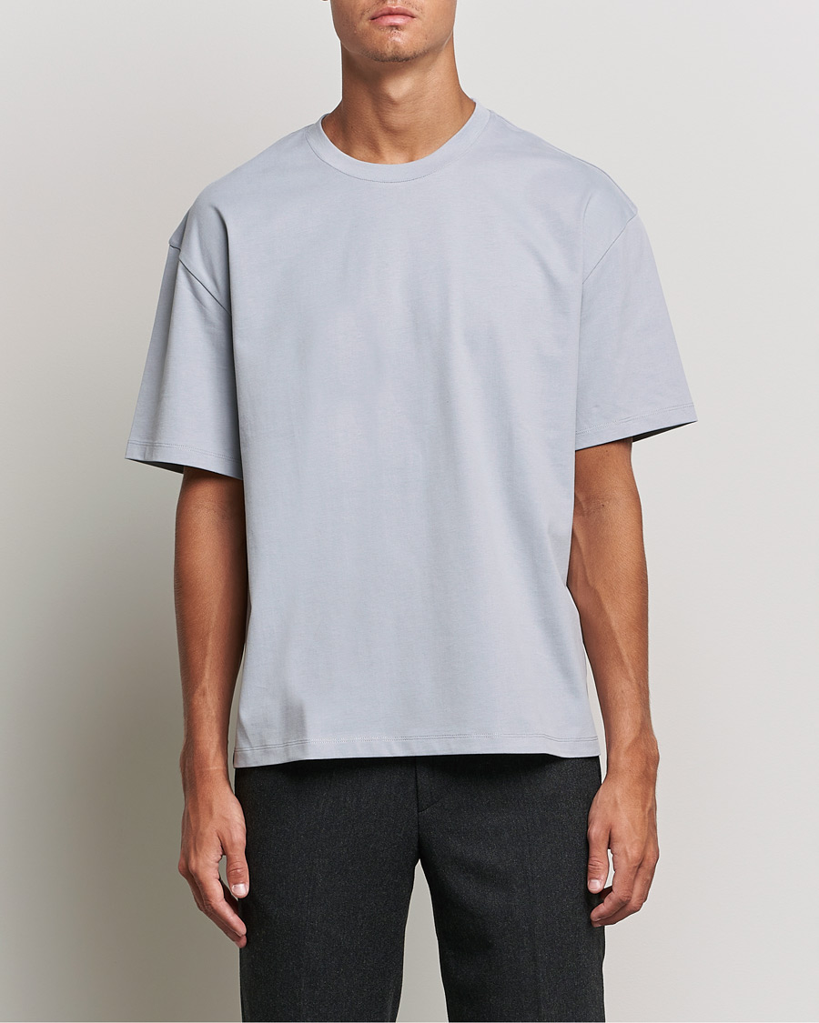 Men | T-Shirts | Filippa K | Brushed Cotton Tee Fog Blue