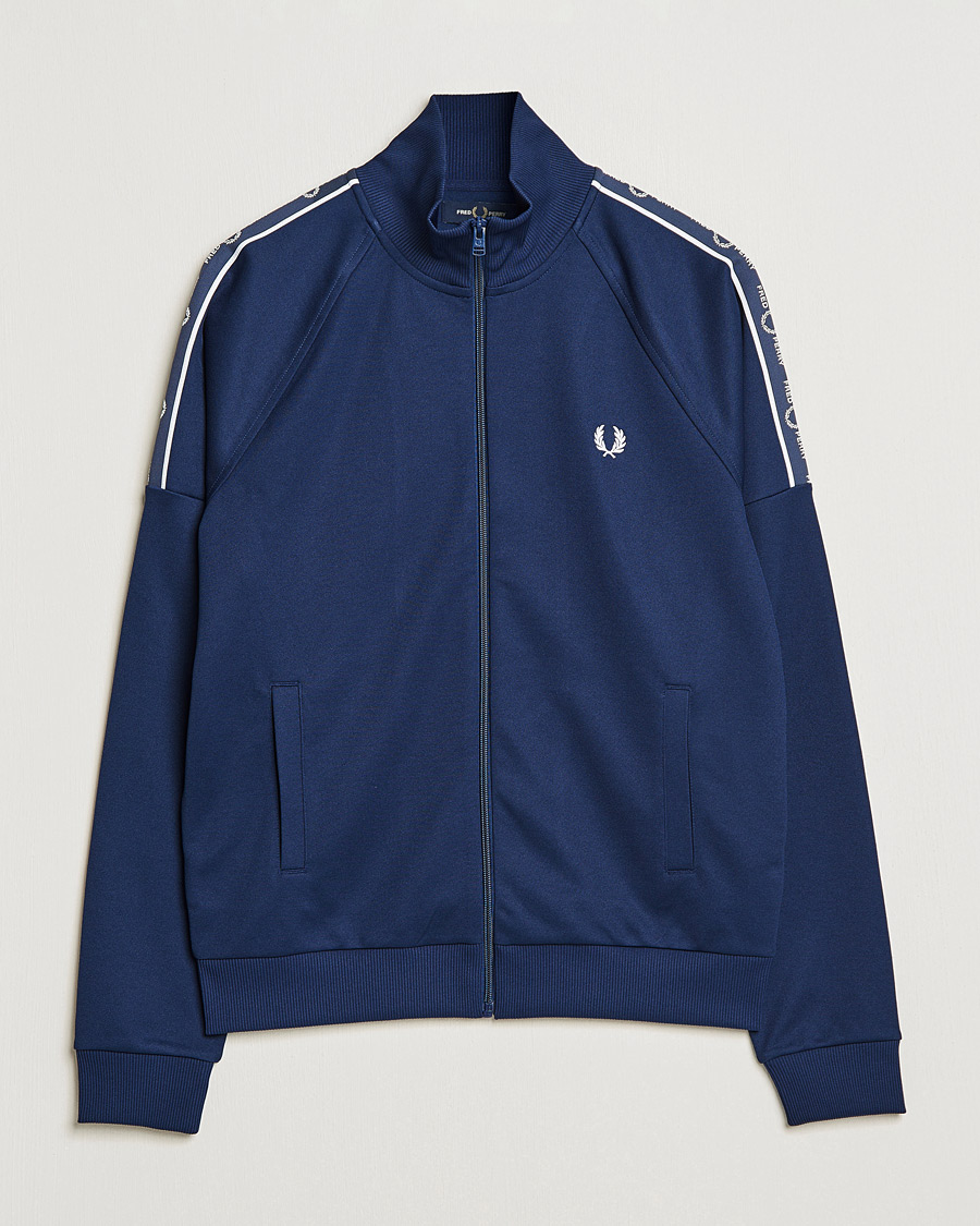 Men | Sweaters & Knitwear | Fred Perry | Tapped Sleeve Track Jacket Blue