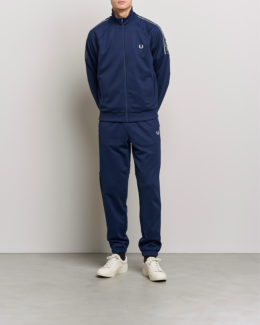 Men | Sweaters & Knitwear | Fred Perry | Tapped Sleeve Track Jacket Blue