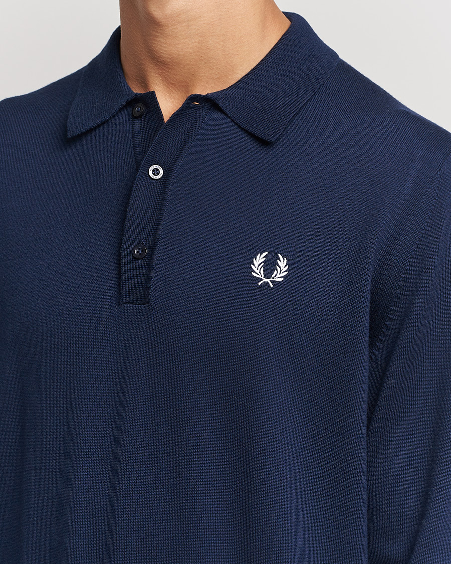 Men | Sweaters & Knitwear | Fred Perry | Long Sleeve Knitted Shirt Navy