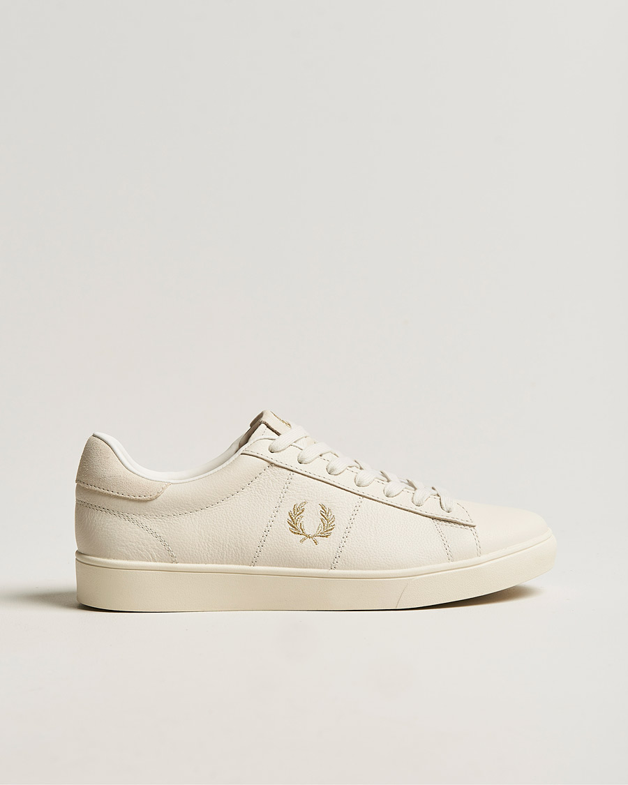 Men | Fred Perry Spencer Tumbled Leather Sneaker Ecru | Fred Perry | Spencer Tumbled Leather Sneaker Ecru