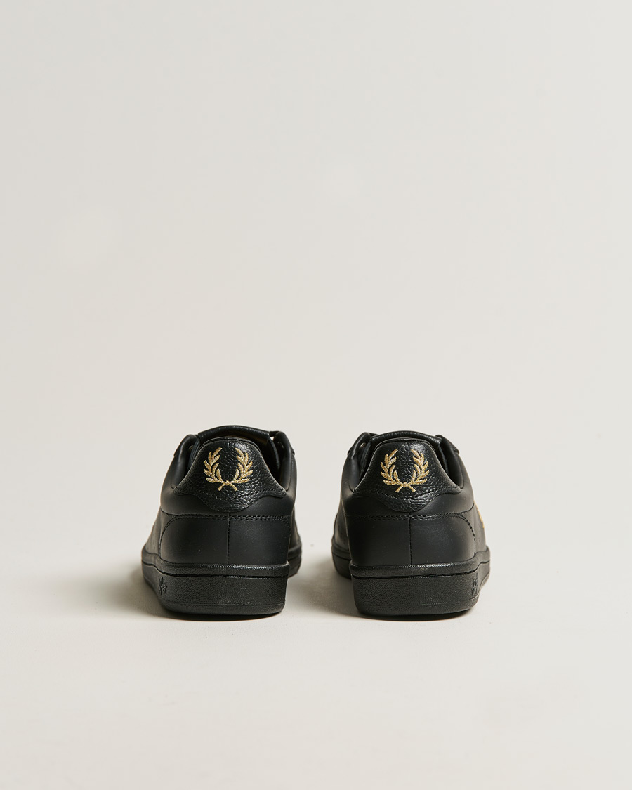 Men | Fred Perry B721 Leather Tab Sneaker Black Gold | Fred Perry | B721 Leather Tab Sneaker Black Gold