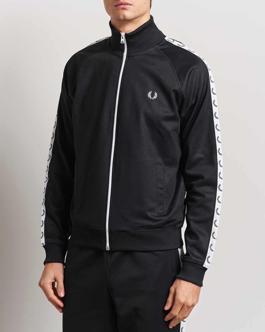 Men | Sweaters & Knitwear | Fred Perry | Taped Track Jacket Black