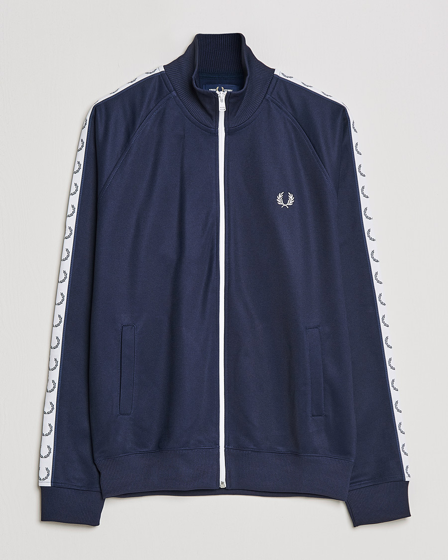 Men | Sweaters & Knitwear | Fred Perry | Taped Track Jacket Carbon blue