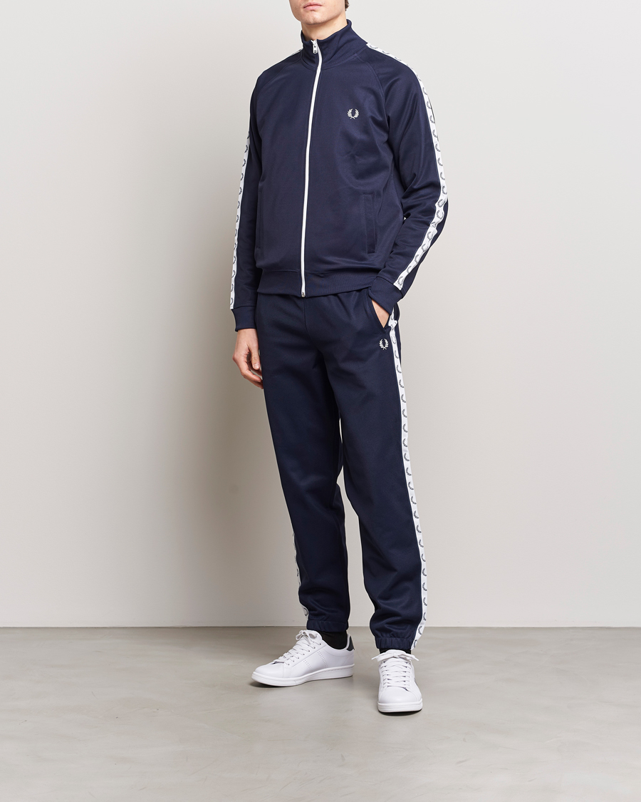 Men | Sweaters & Knitwear | Fred Perry | Taped Track Jacket Carbon blue