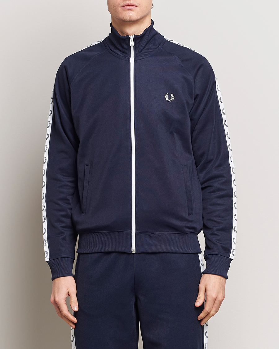 Men | Sweaters & Knitwear | Fred Perry | Taped Track Jacket Carbon blue