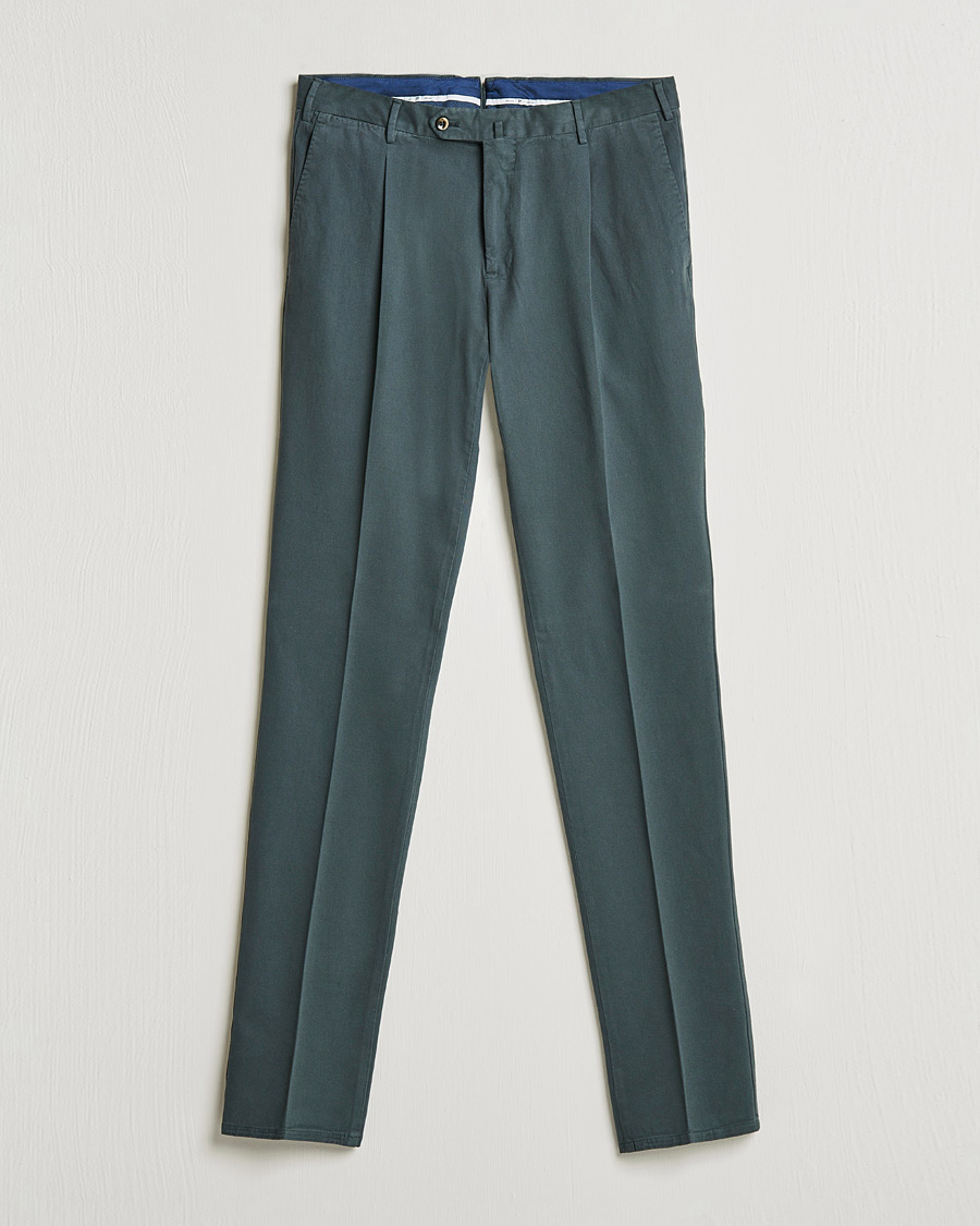 Men | Trousers | PT01 | Slim Fit Pleated Cotton Stretch Chinos Dark Grey
