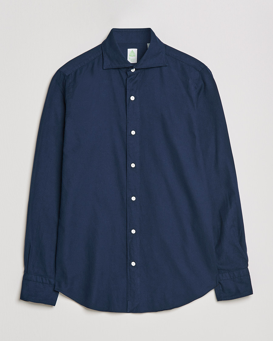 Men | Shirts | Finamore Napoli | Tokyo Slim Flannel Shirt Navy