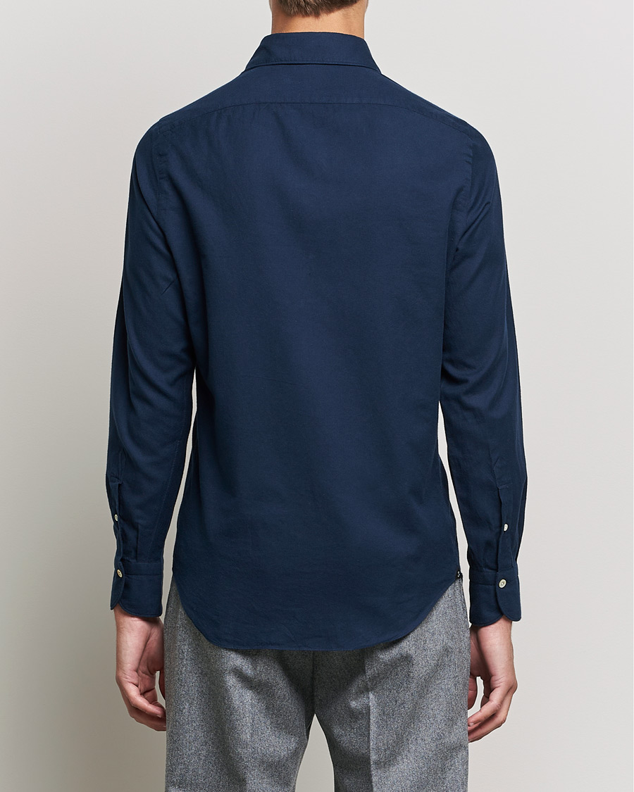 Men | Shirts | Finamore Napoli | Tokyo Slim Flannel Shirt Navy
