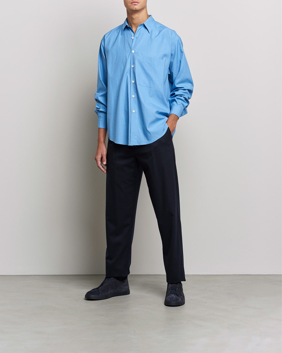 Men | Shirts | Auralee | Finx Twill Shirt Clear Blue