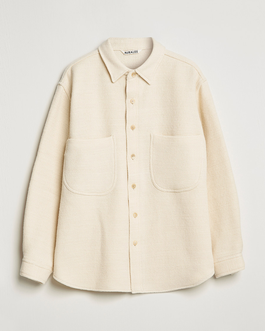 Men | Shirts | Auralee | Double Pocket Wool Overshirt Ivory
