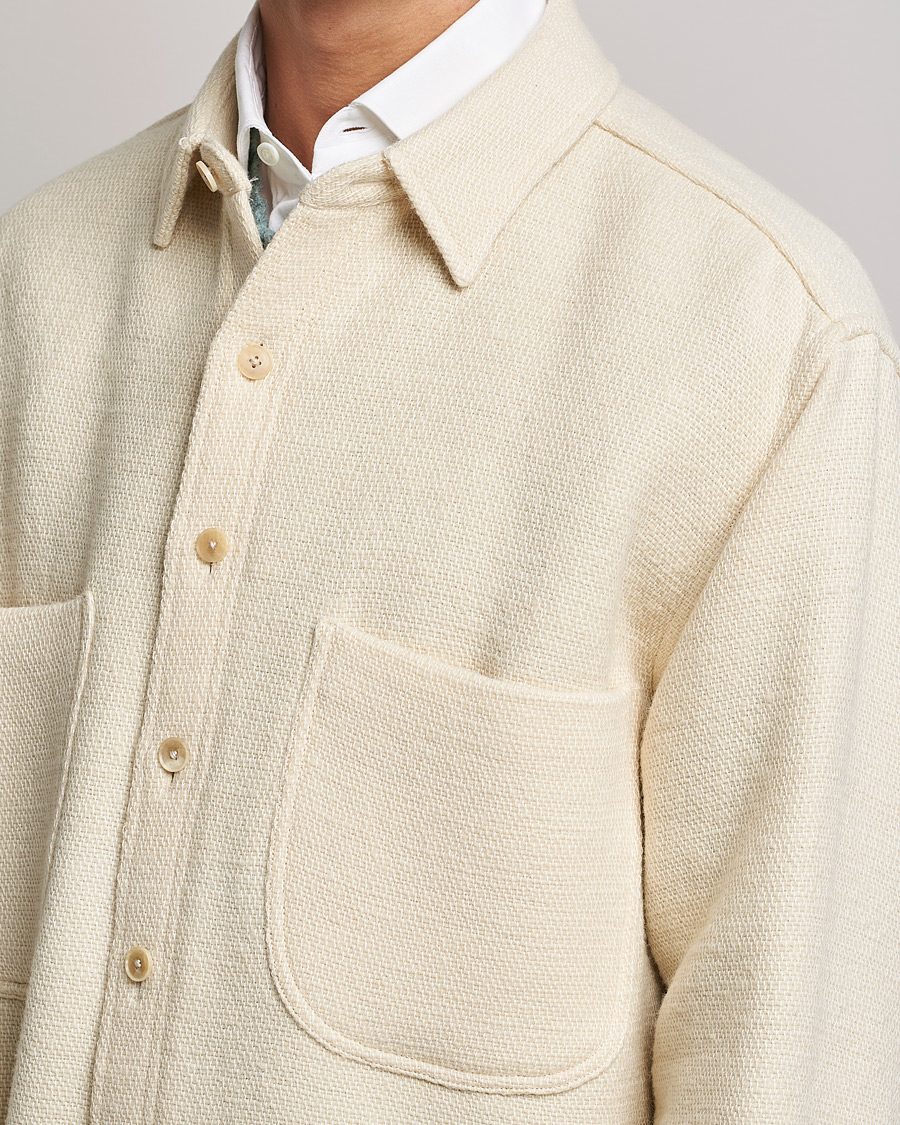 Men | Shirts | Auralee | Double Pocket Wool Overshirt Ivory