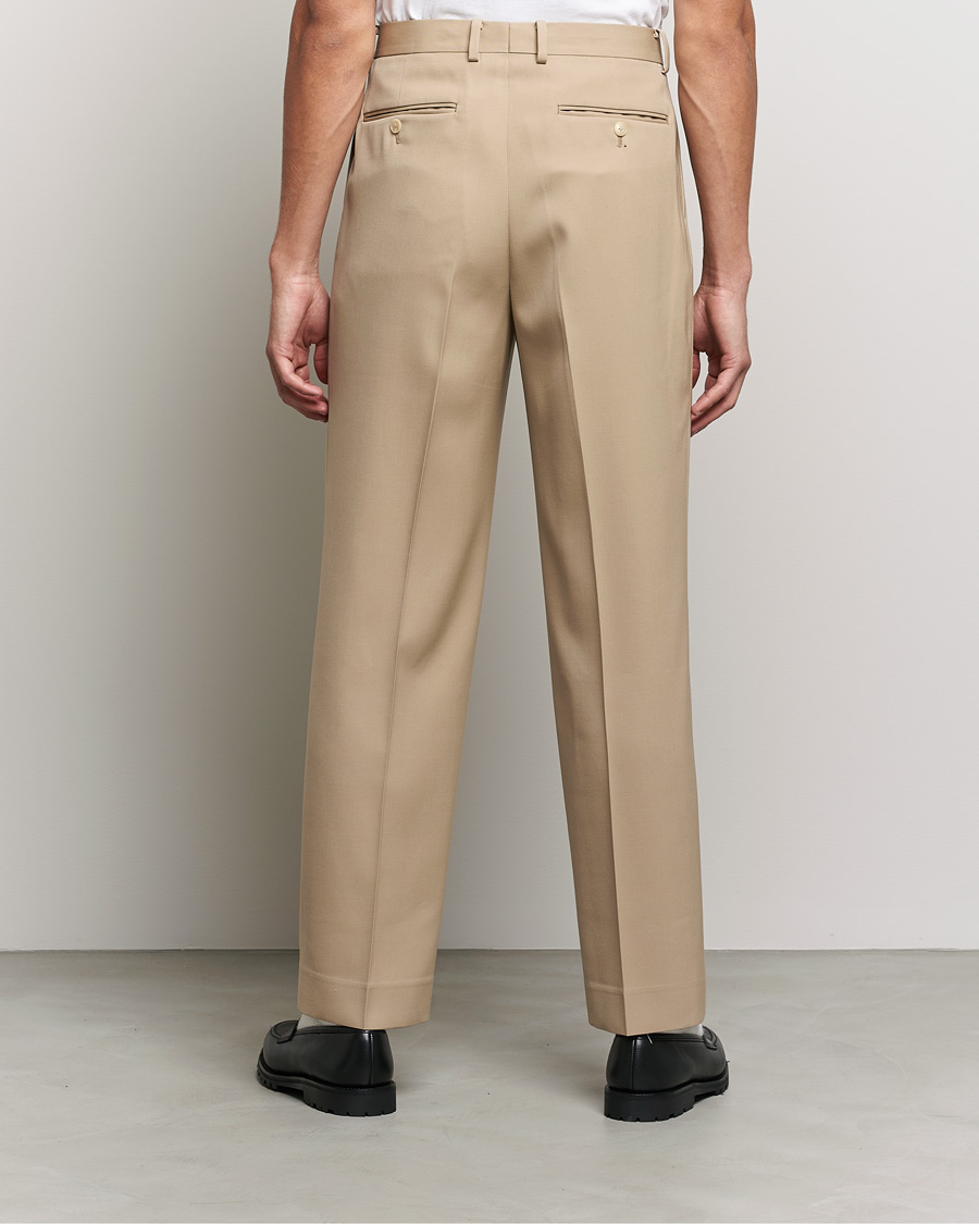 Men | Trousers | Auralee | Wool Two Tuck Slacks Beige