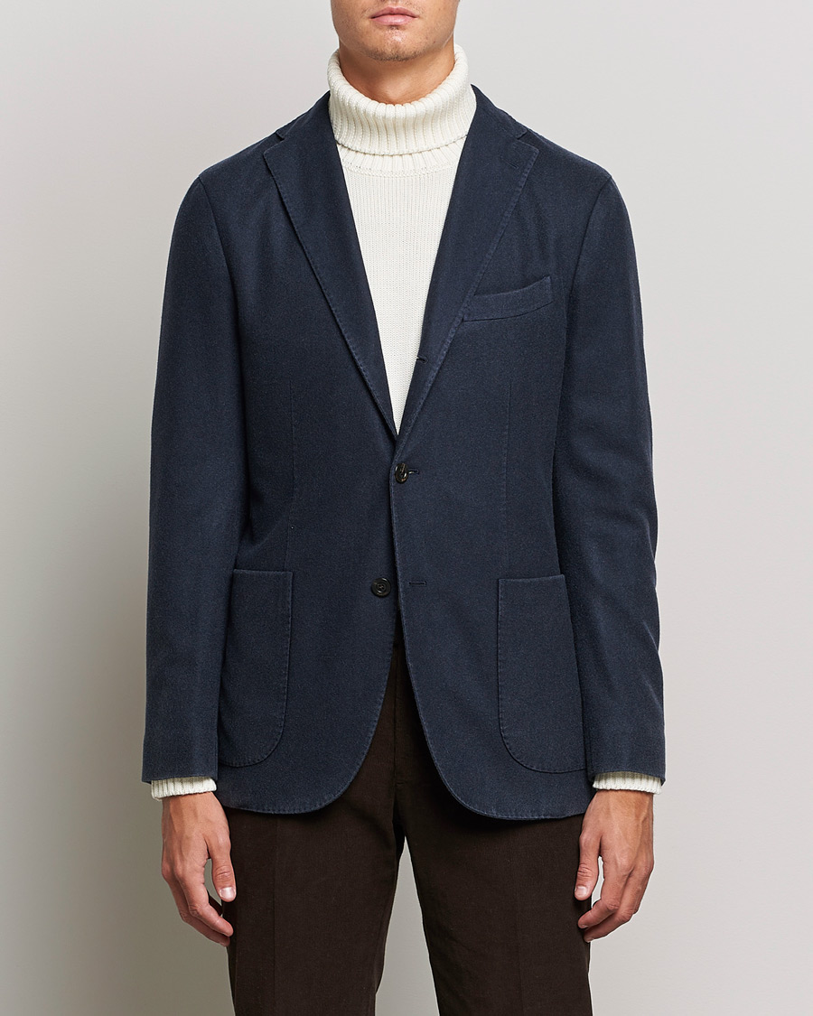 Men | Blazers | Boglioli | K Jacket Garment Dyed Cashmere Blazer Dark Blue