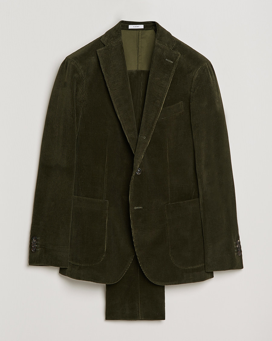 Men | Suits | Boglioli | K Jacket Wale Corduroy Suit Forest Green