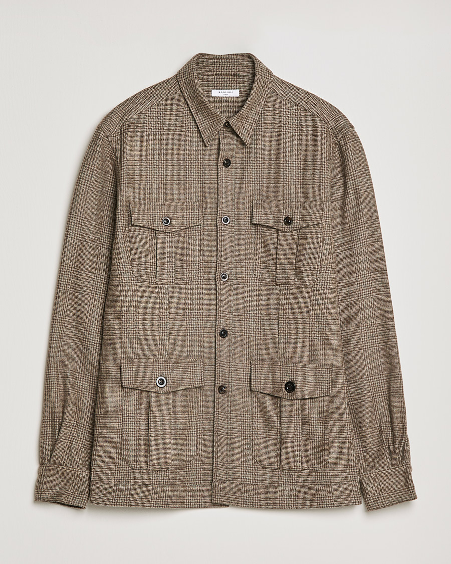 Men | Shirts | Boglioli | Check Flannel Overshirt Beige