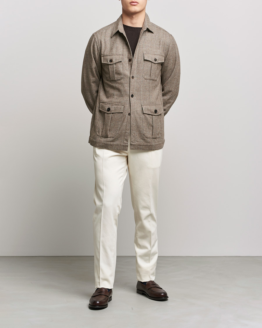 Men | Shirts | Boglioli | Check Flannel Overshirt Beige