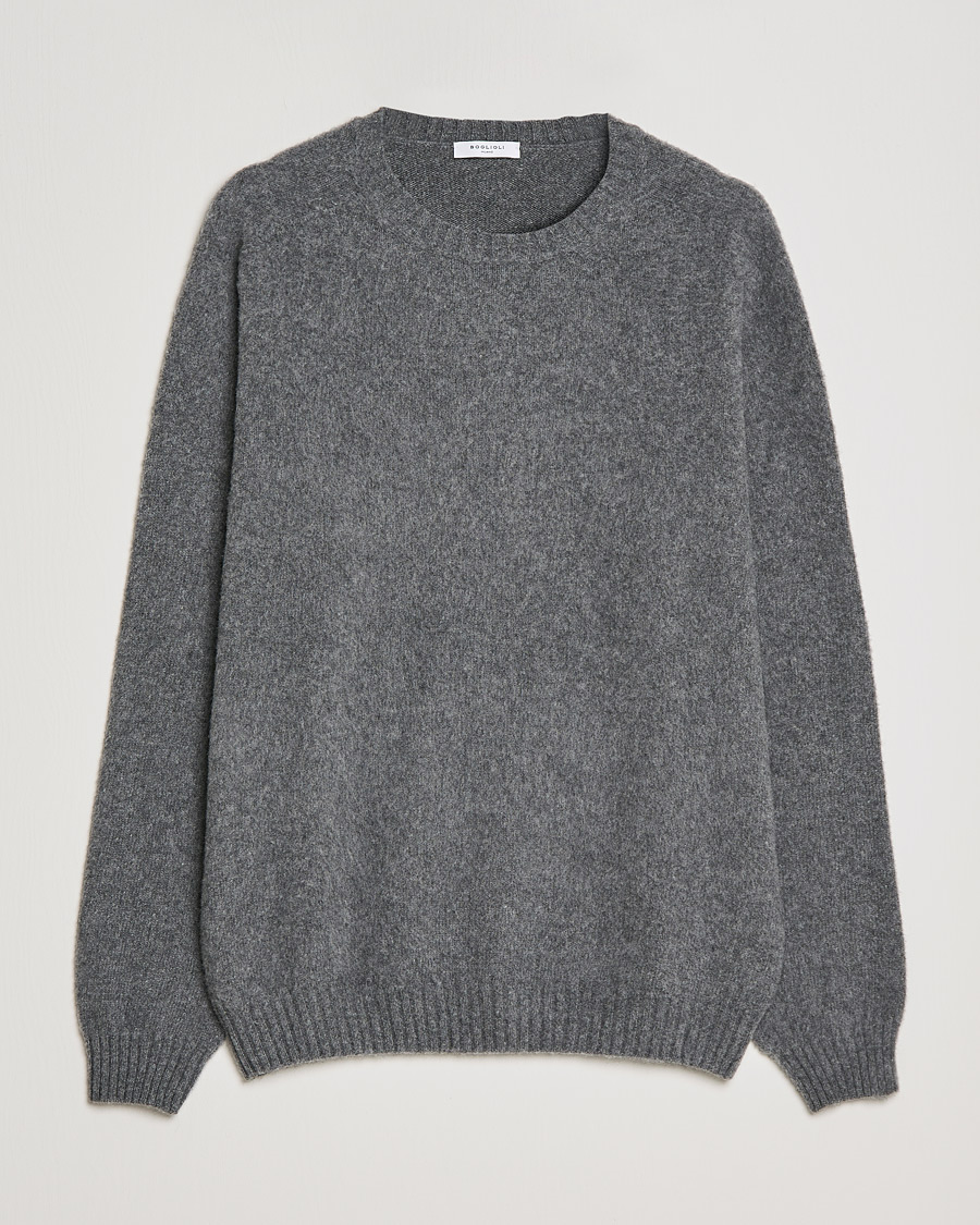 Men | Sweaters & Knitwear | Boglioli | Brushed Cashmere Sweater Grey Melange