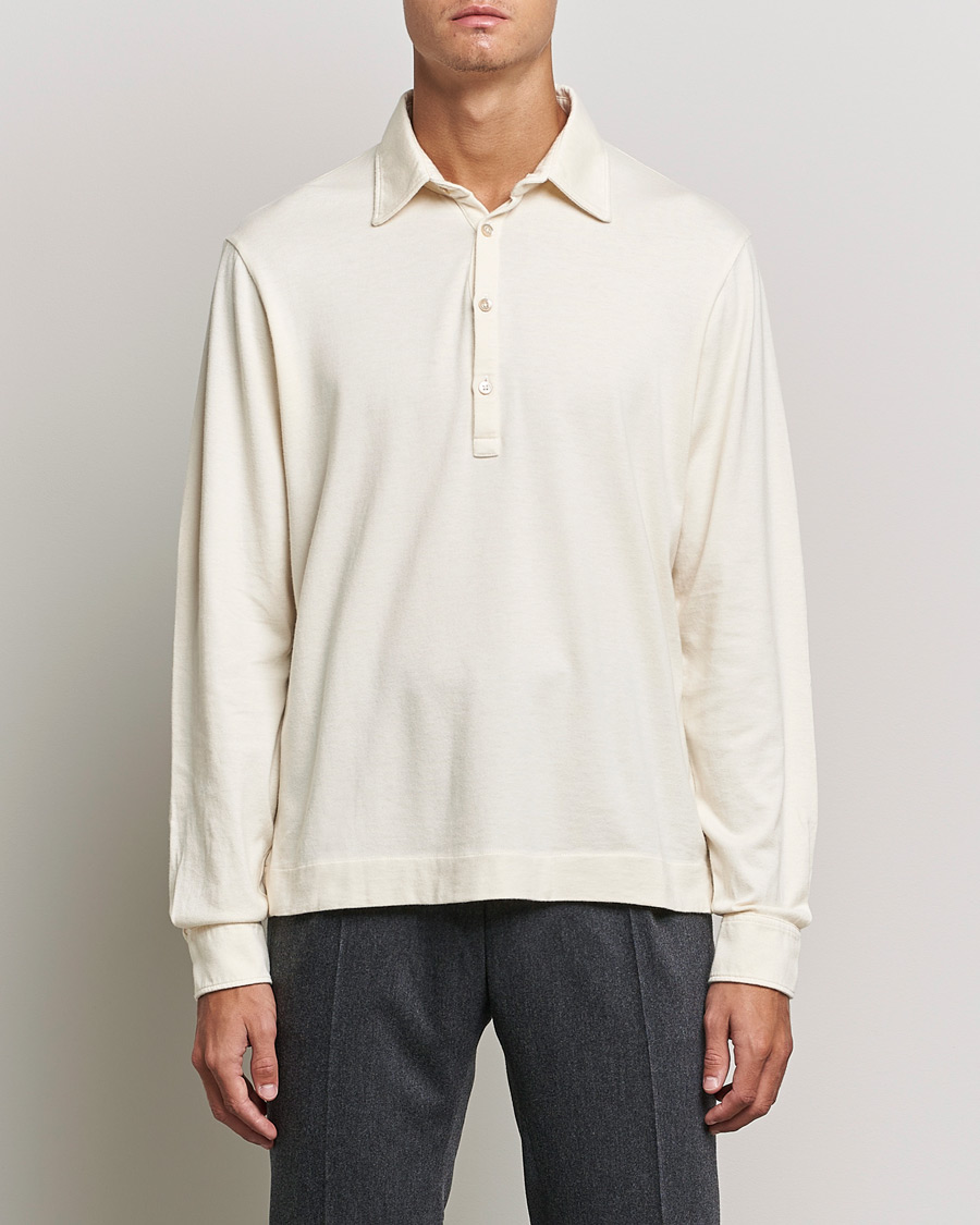 Men | Sweaters & Knitwear | Boglioli | Long Sleeve Polo Shirt Off White