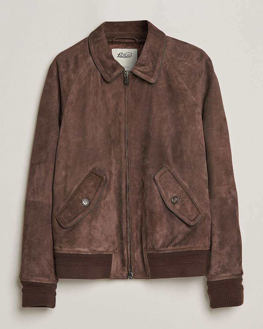 Men | Coats & Jackets | Valstar | Suede Bomber Jacket Dark Brown