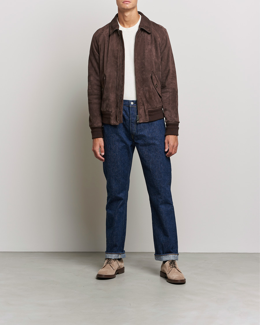 Men | Coats & Jackets | Valstar | Suede Bomber Jacket Dark Brown