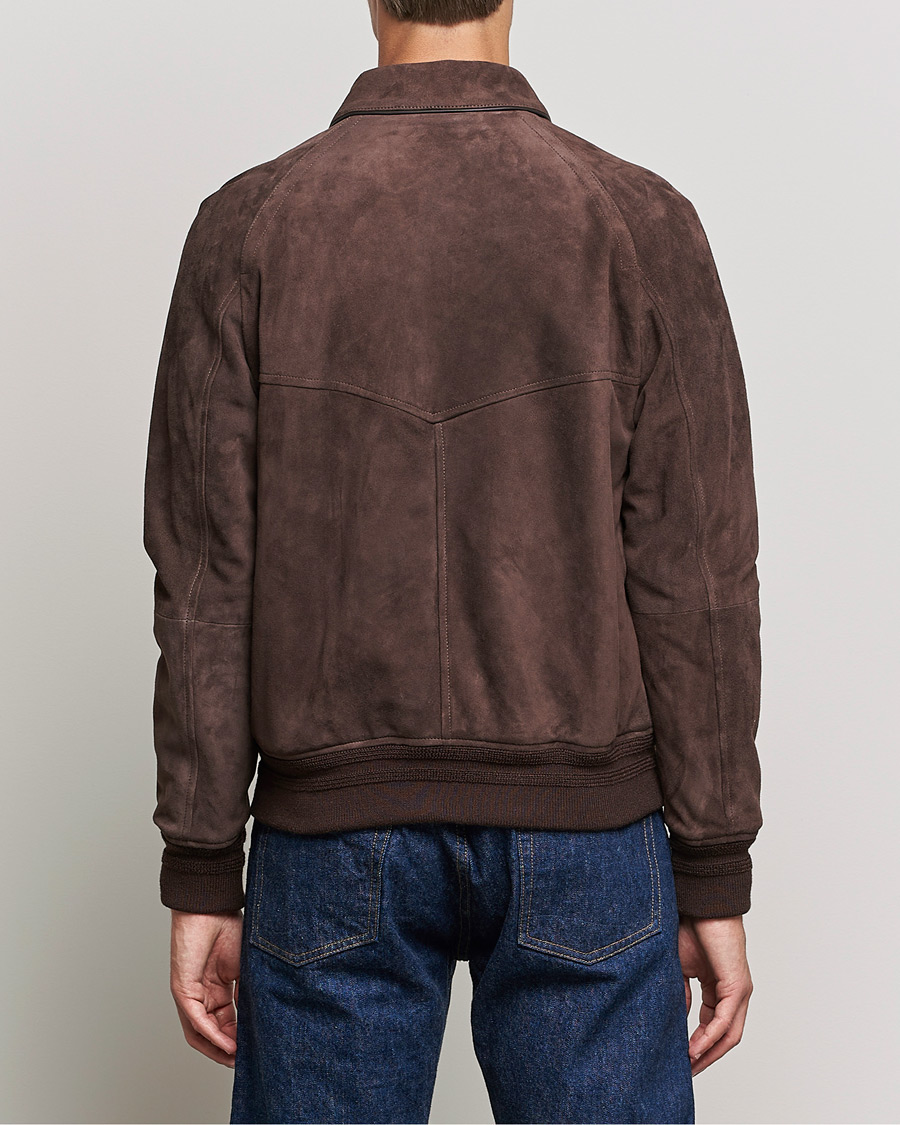 Men | Coats & Jackets | Valstar | Suede Bomber Jacket Dark Brown