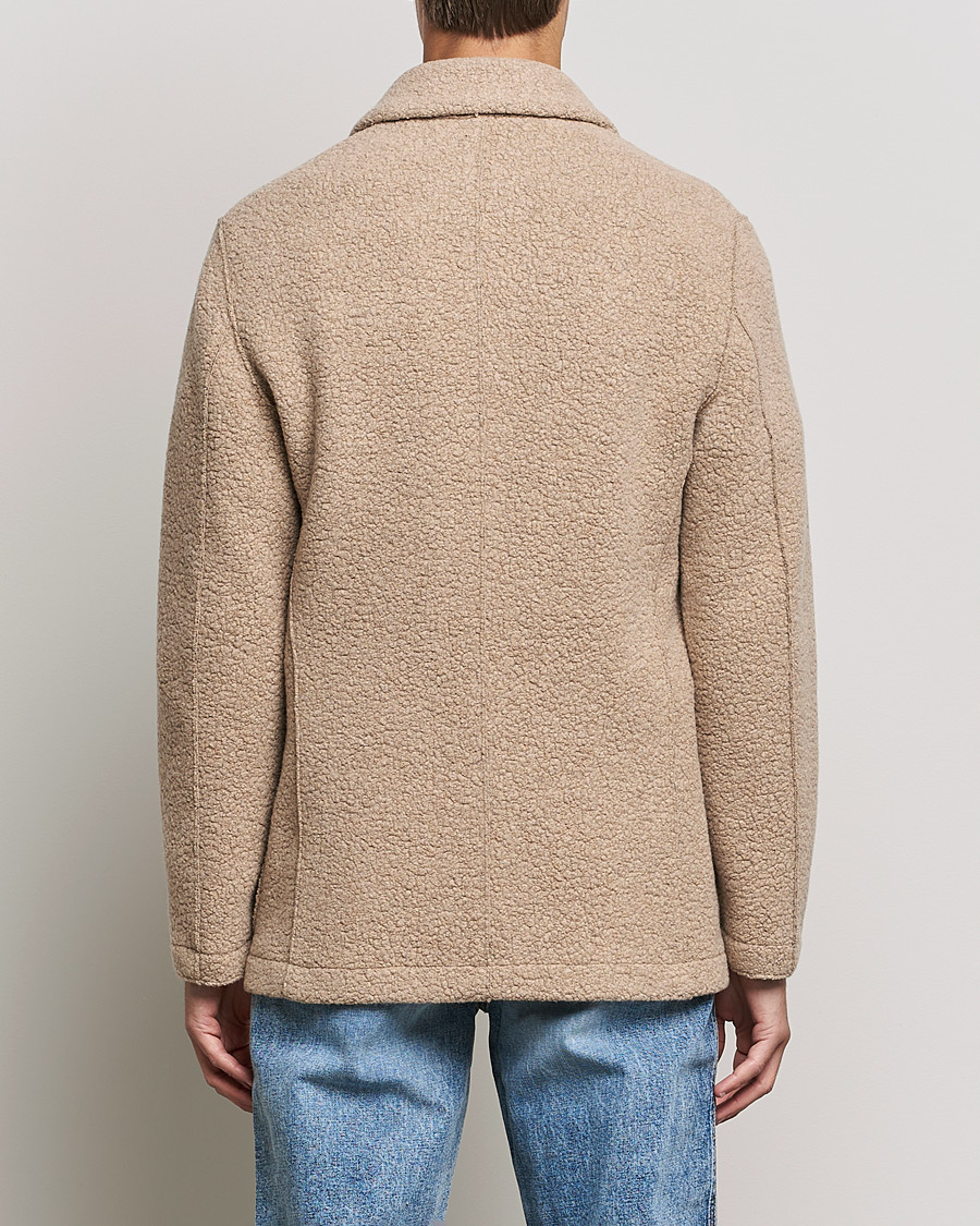 Men | Shirts | Harris Wharf London | Harrington Wool Boucleè Shirt Jacket Tan