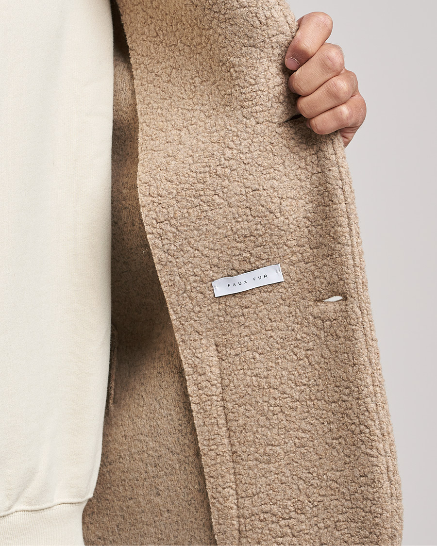 Men | Shirts | Harris Wharf London | Harrington Wool Boucleè Shirt Jacket Tan