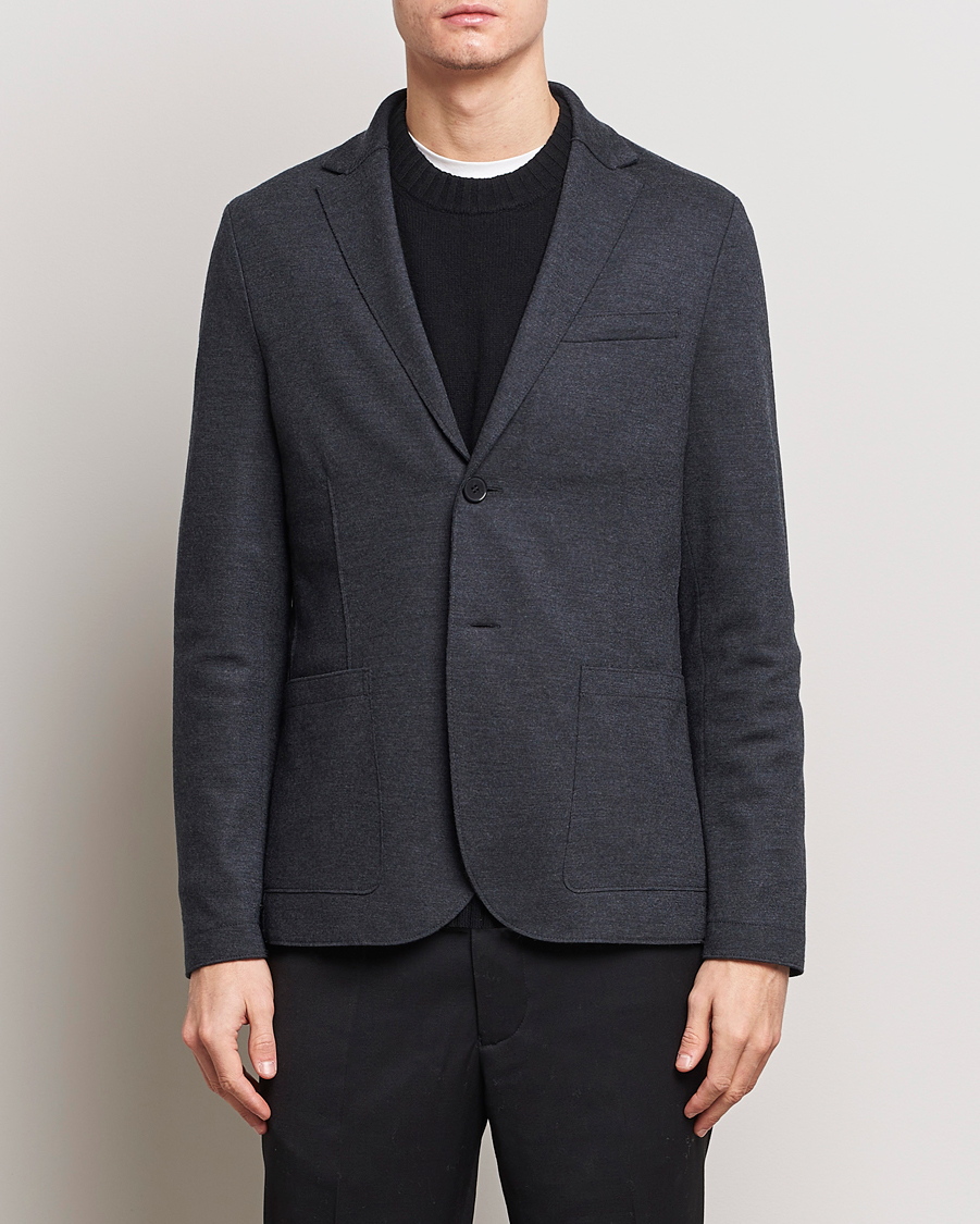 Men | Blazers | Harris Wharf London | Two Button Vented Superfine Merino Blazer Anthracite