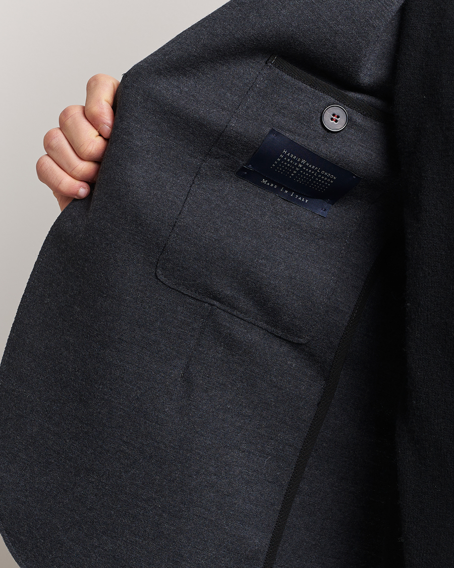 Men | Blazers | Harris Wharf London | Two Button Vented Superfine Merino Blazer Anthracite