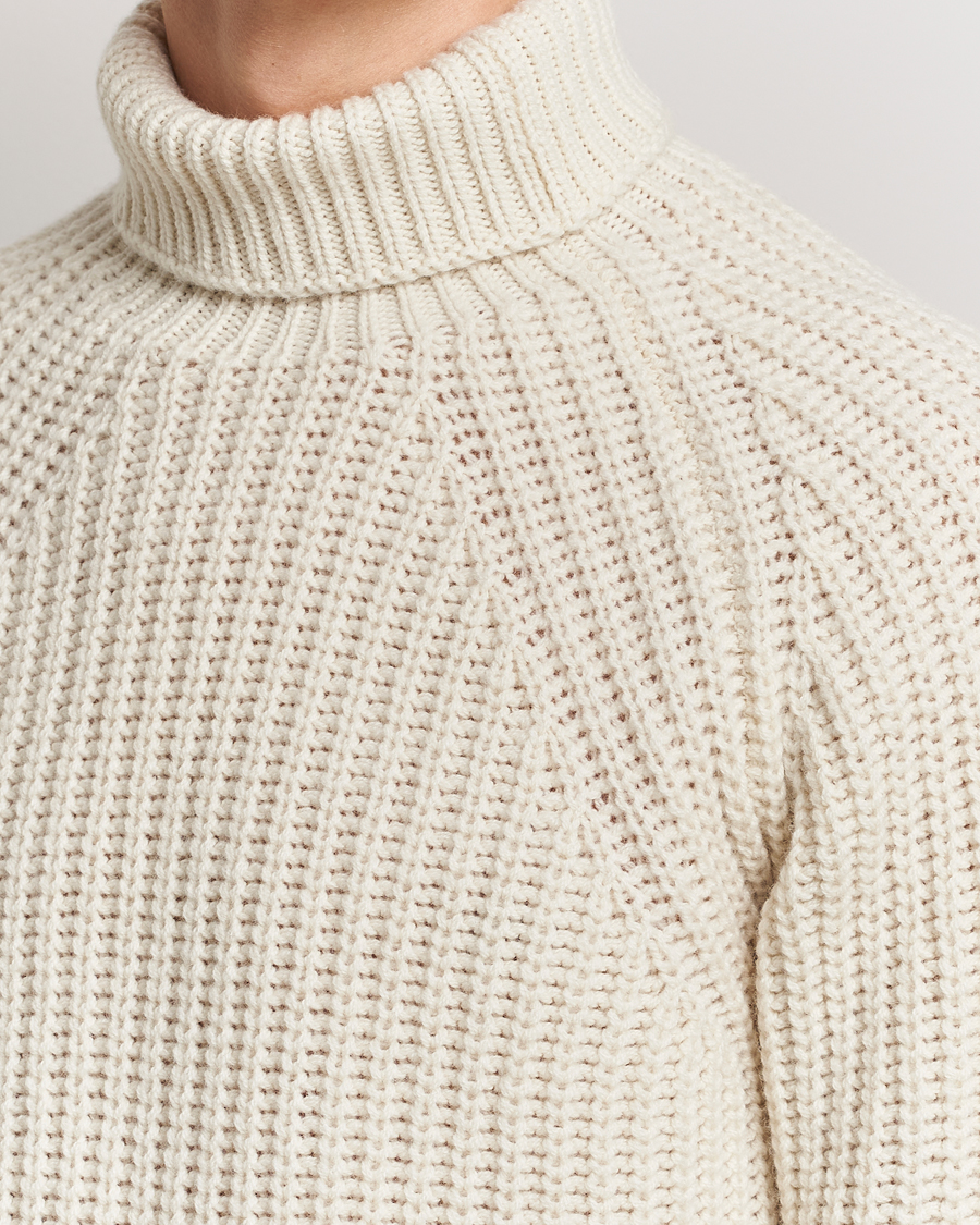 Men | Sweaters & Knitwear | Drake's | Lambswool Heavy Submariner Roll Neck White