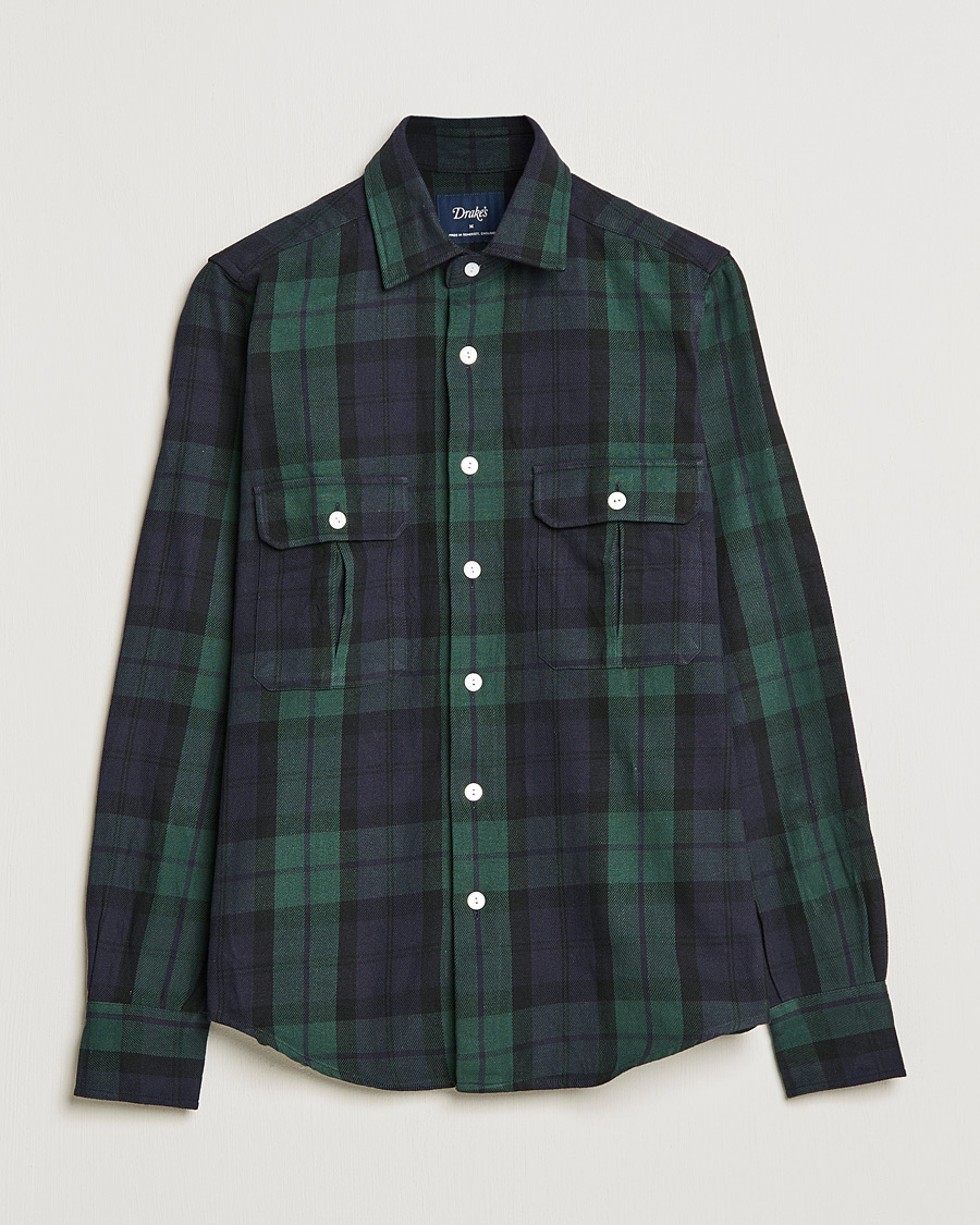 Men | Shirts | Drake's | Rugged Cotton Twill Work Shirt Navy