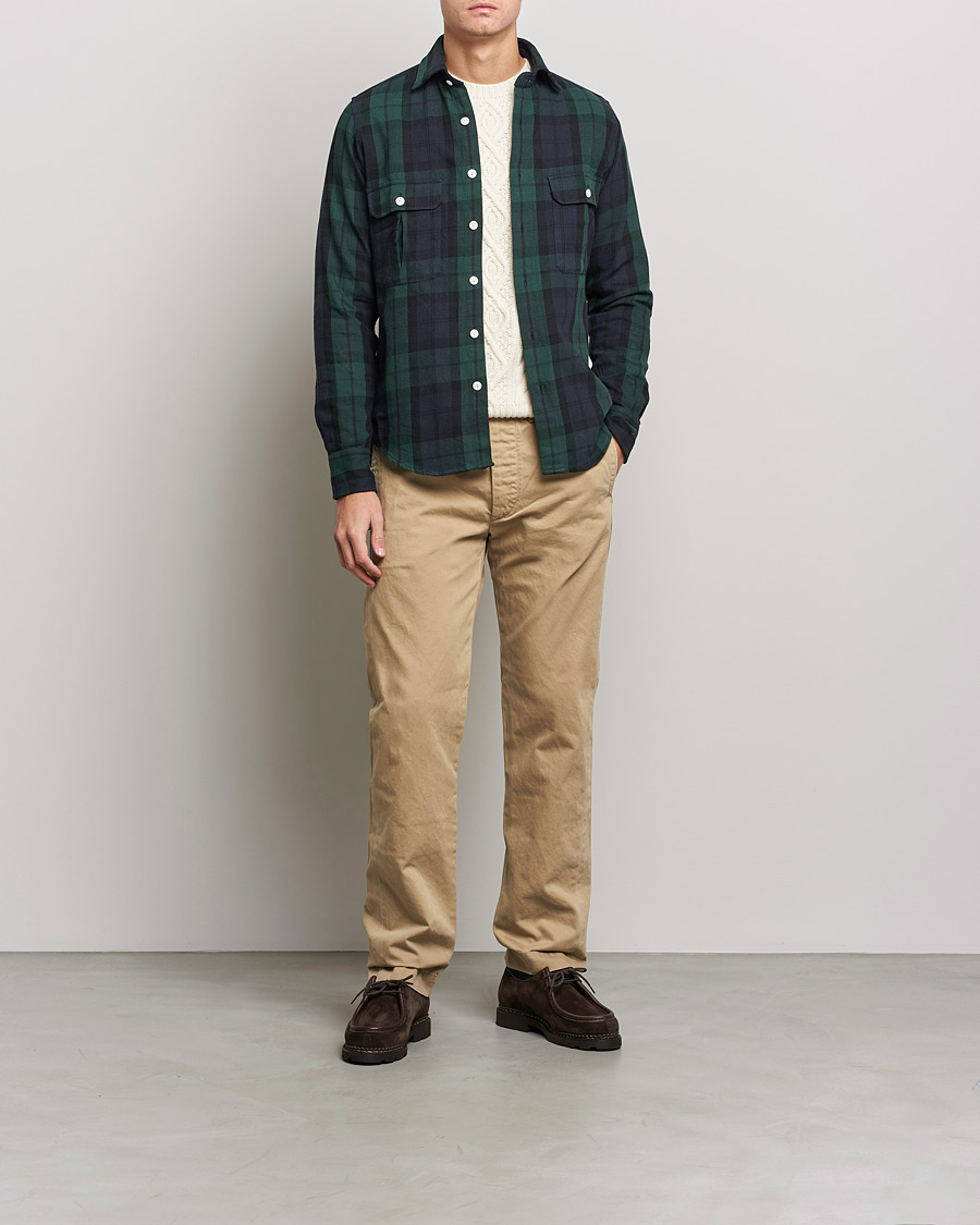 Men | Shirts | Drake's | Rugged Cotton Twill Work Shirt Navy