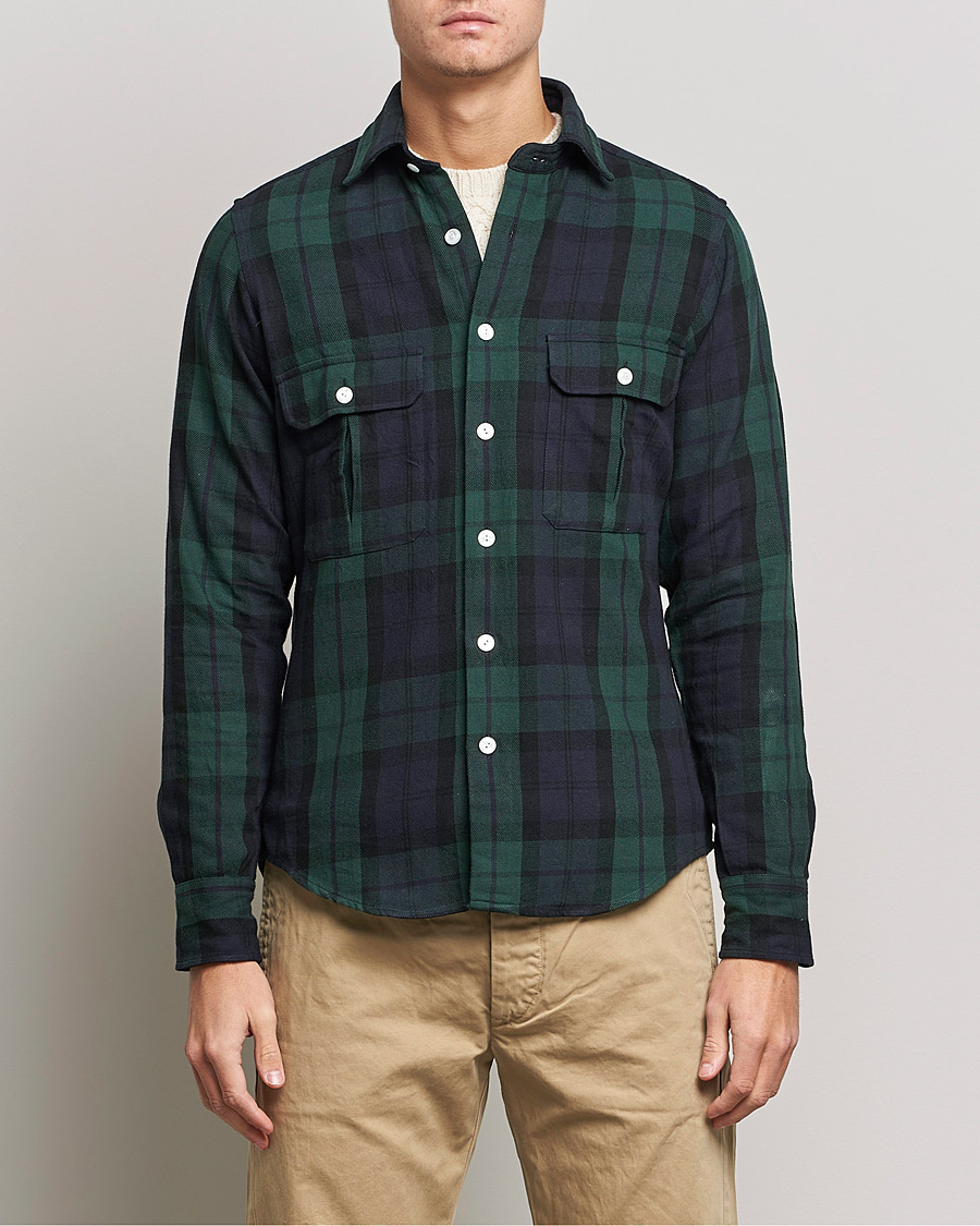 Men | Shirts | Drake's | Rugged Cotton Twill Work Shirt Navy