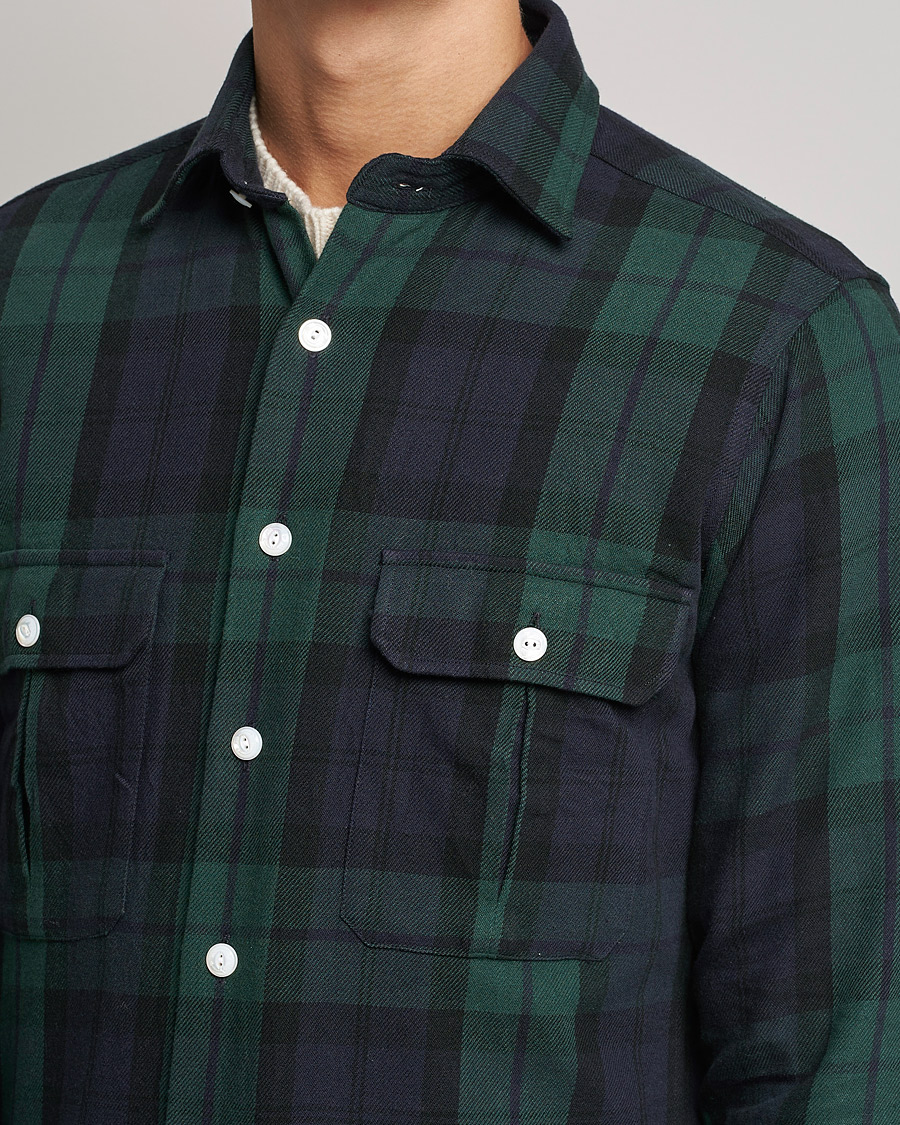 Men | Shirts | Drake's | Rugged Cotton Twill Work Shirt Navy