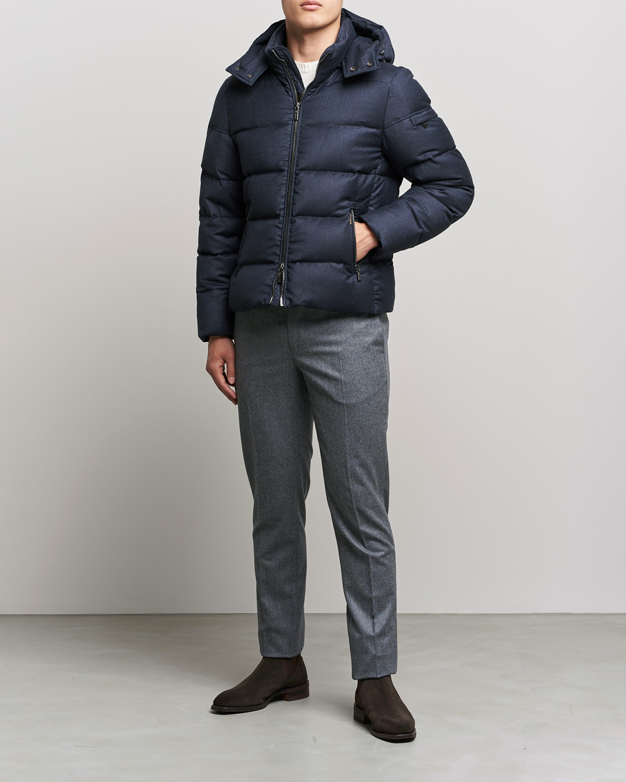 Men | Coats & Jackets | MooRER | Brett Wool/Cashmere Hooded Jacket Blue Grey