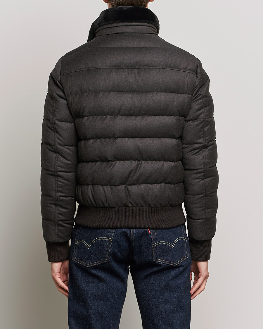 Men | Coats & Jackets | MooRER | Fantoni Wool/Cashmere Suede Bomber Jacket Dark Brown