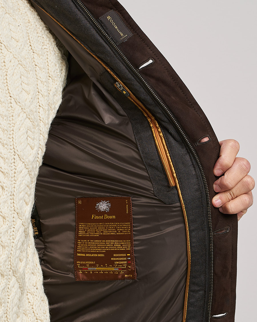 Men | Coats & Jackets | MooRER | Fantoni Wool/Cashmere Suede Bomber Jacket Dark Brown