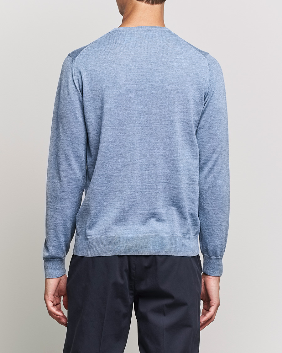 Men | Sweaters & Knitwear | Stenströms | Merino Crew Neck Light Blue