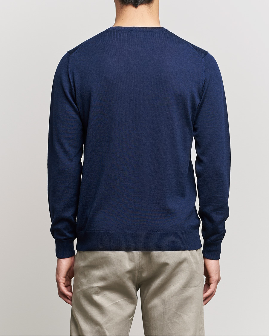 Men | Sweaters & Knitwear | Stenströms | Merino Crew Neck Navy