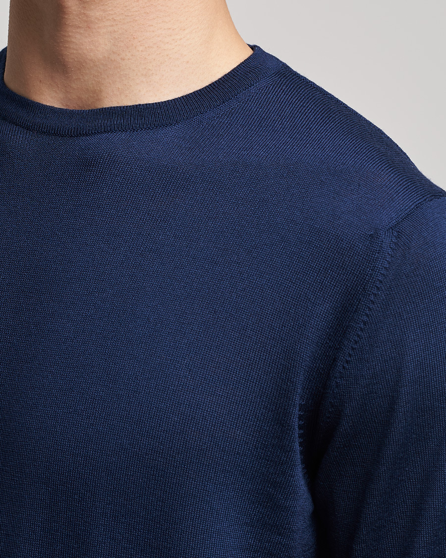 Men | Sweaters & Knitwear | Stenströms | Merino Crew Neck Navy