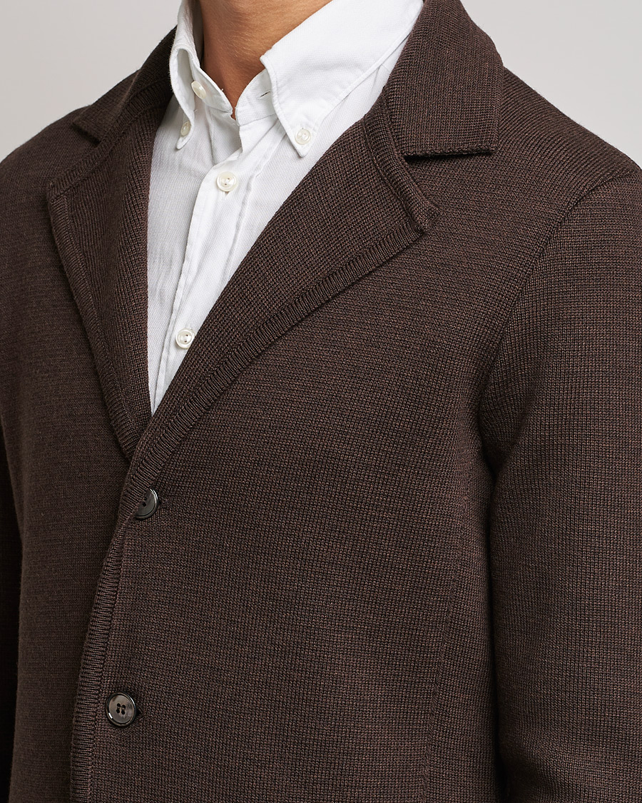 Men | Blazers | Stenströms | Milano Knitted Merino Blazer Brown